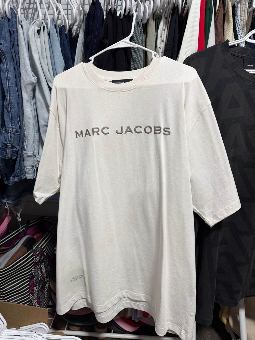 Marc Jacobs Cream Short-Sleeve Logo Tee